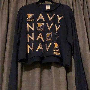 NWOT Pink Navy crop l/s tee